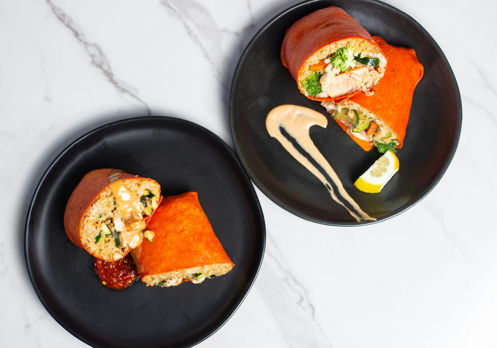 Chicken and salmon hibachi burrito